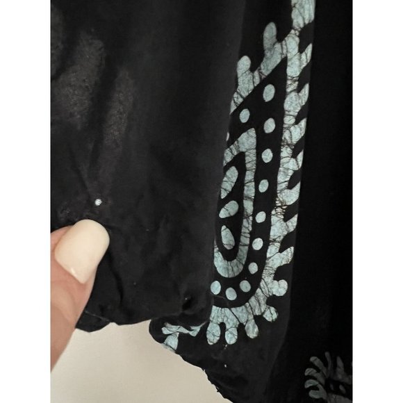 Namaste Embroidered Black Boho Popover Blouse Hippie Art to wear one size - Picture 5 of 9